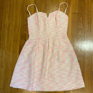 Bright pink/silver striped Anthropologie cocktail dress, size two